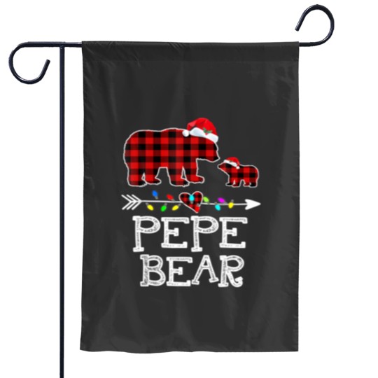 Discover Red Plaid Pepe Bear Garden Flags