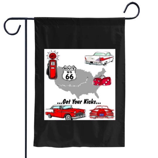 Discover Vintage Get your kicks s and gifts Garden Flags