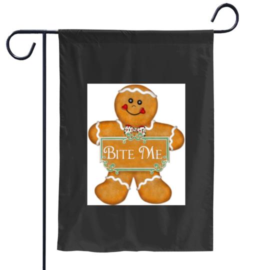 Discover Christmas Gingerbread Man - Bite Me Garden Flags