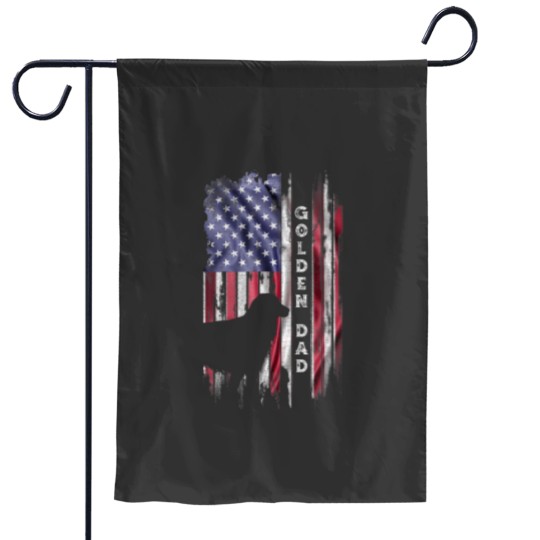 Discover Vintage USA Flag Proud Golden Retriever Dad Silhou Garden Flags