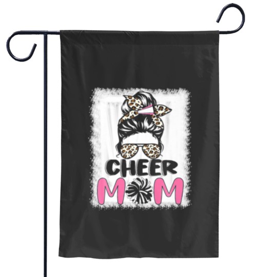 Discover Cute Messy Bun Cheer Mom Funny Leopard Bandana Mot Garden Flags