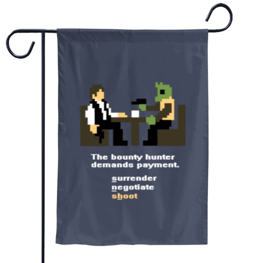 Discover Han and Greedo 8-Bit Garden Flags