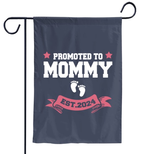 Discover Promoted To Mommy 2024 New Mom Pregnancy Announcement Funny Classic Garden Flags