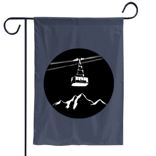 Discover Mountain with gondola white Garden Flags