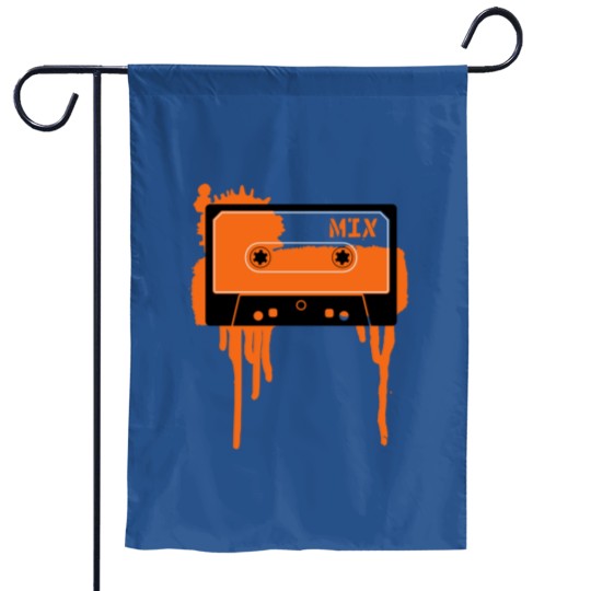 Discover Orange vintage cassette tape Garden Flags