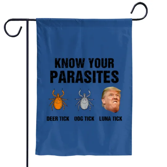 Discover Know Your Parasites Garden Flag - Deer Tick, Dog Tick, Luna Tick