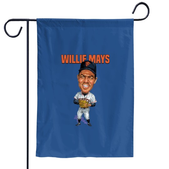 Discover Willie Mays Baseball Caricature Vintage Essential Garden Flags