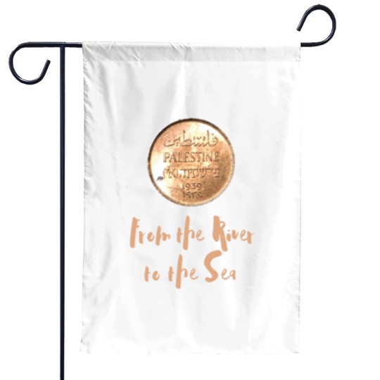 Discover 1939 Palestinian Coin Garden Flags with From the River to the Sea as a Caption