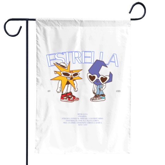 Discover MORA Merch Estrella Album Tracklist Back Design Garden Flags Mora Graphic Garden Flags