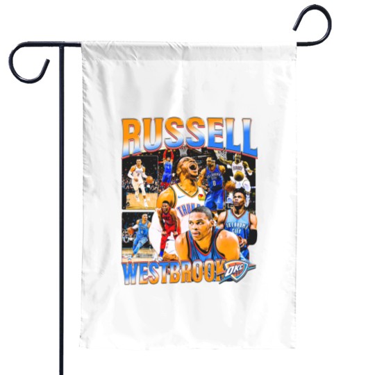 Discover Russell Westbrook OKC Vintage Garden Flags, Russell Westbrook Fan Tees, Basketball Garden Flags