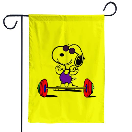 Discover Snoopy Weightlifting Garden Flags