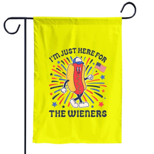Discover I'm Just Here For The Wieners 4th of July Funny Hotdog Flag Garden Flags