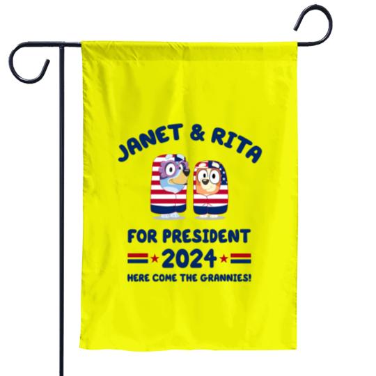 Discover Janet and Rita For President 2024 Election Garden Flags, BlueyDad Lovers Garden Flags