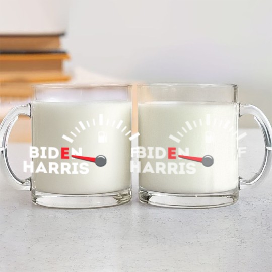 Discover Funny Biden Gas Glass Mugs | Empty Fuel Tank Gas Shortage Glass Mugs