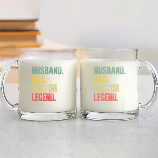 Discover Mens Funny Vintage Glass Mugs Husband Dad Doctor Legend Retro Glass Mugs