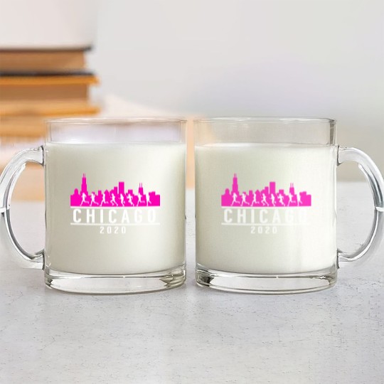 Discover Chicago Skyline Runners Glass Mugs