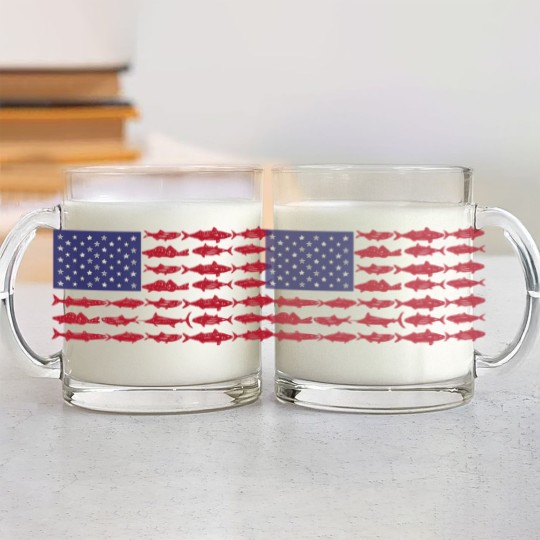 Discover Vintage USA Fish American Flag Glass Mugs Fishing Gifts ABS001