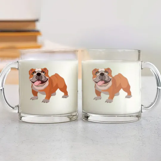 Discover Happy bulldog Glass Mugs