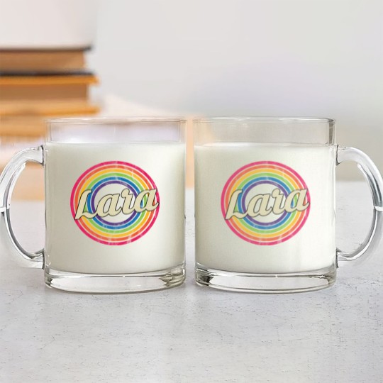 Discover Lara - Retro Rainbow Faded-Style - Lara - Glass Mugs