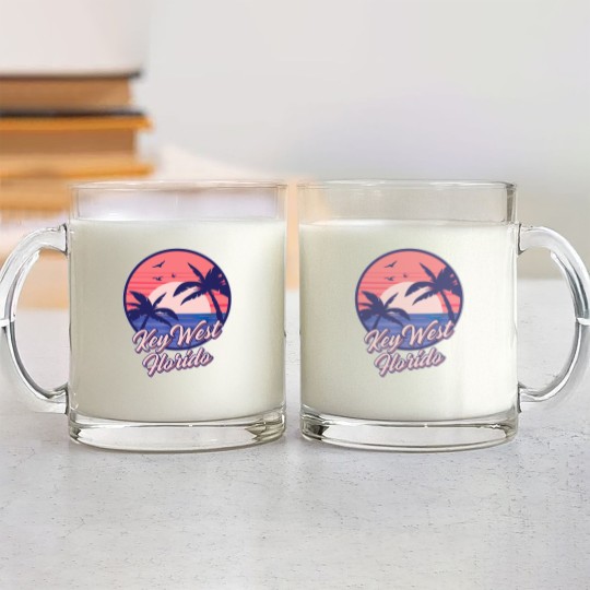 Discover Key West Florida Sunset Beach Summer Seawaves Glass Mugs