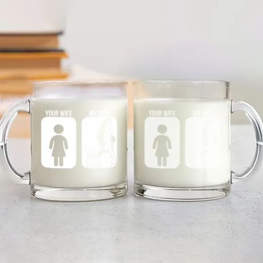 Discover Your Wife My Wife French Bulldog Sexy Glass Mugs
