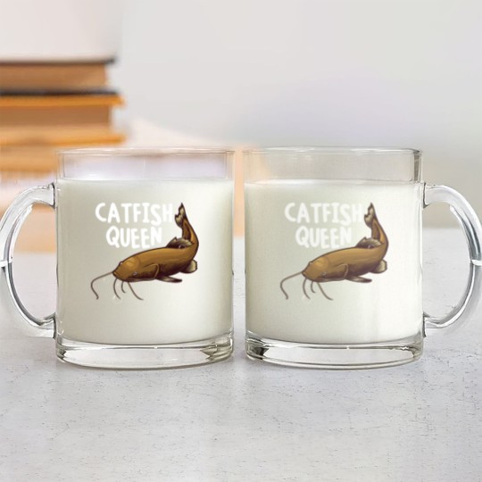 Discover Funny Catfishing Art Women Mom Catfish Queen Fishing Hunters Premium Glass Mugs