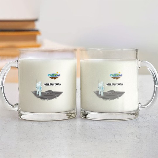 Discover Funny Flat Earth Astronaut - Well That Sucks Glass Mugs