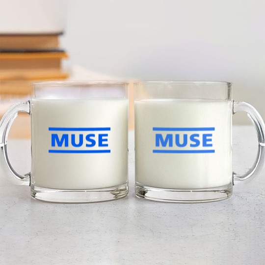 Discover Muse Unisex Glass Mugs: Dark Blue Logo