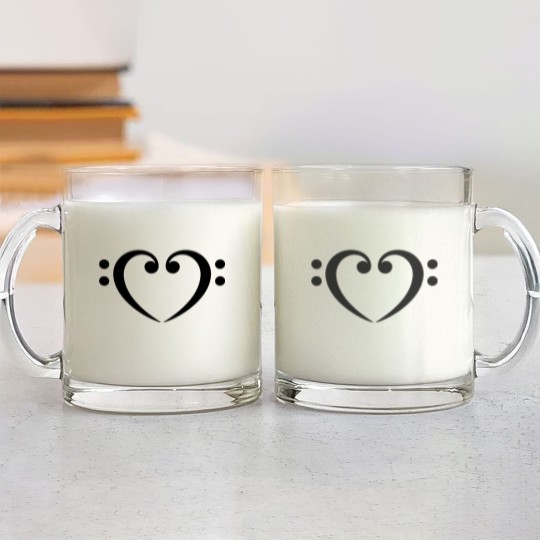 Discover Bass Clef Heart - Glow in the Dark! Glass Mugs