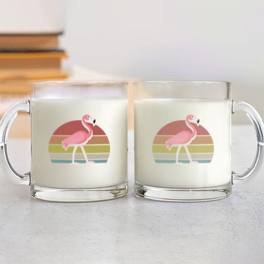 Discover Flamingo Glass Mugs Sunset Retro Vintage 70s Animal Nature Lovers - Flamingo - Glass Mugs