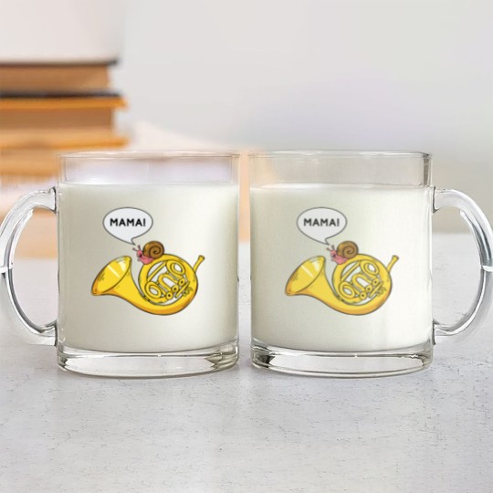 Discover Snail French Horn Shell Pun Musician Gift Glass Mugs