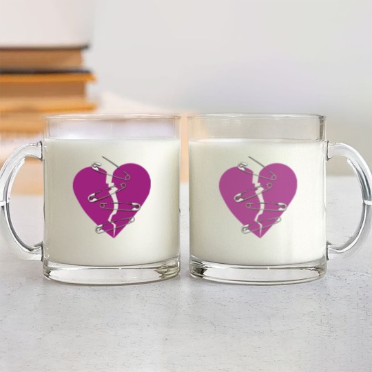 Discover Broken heart and safety pins gift Glass Mugs
