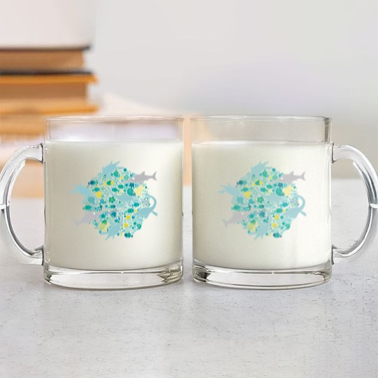 Discover Swimming with Plesiosaurs - cute prehistoric animal design - Swimming - Glass Mugs
