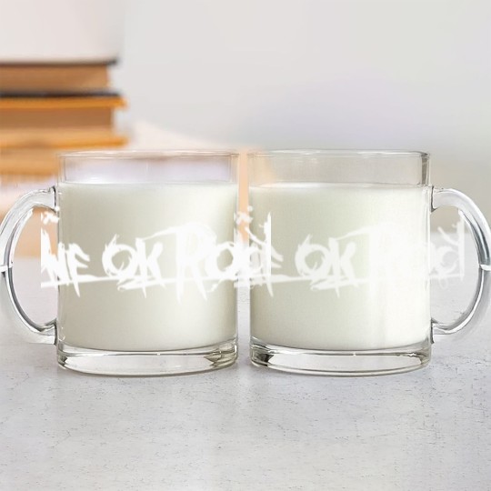 Discover ONE OK ROCK BANNER (White) Glass Mugs