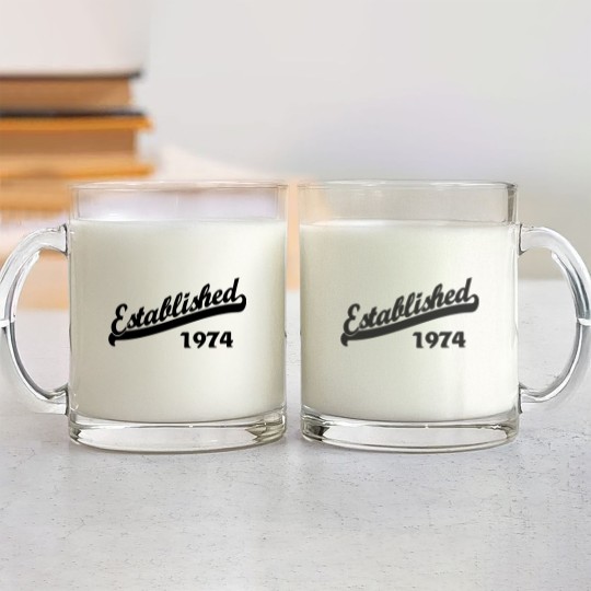 Discover Established 1974 Glass Mugs