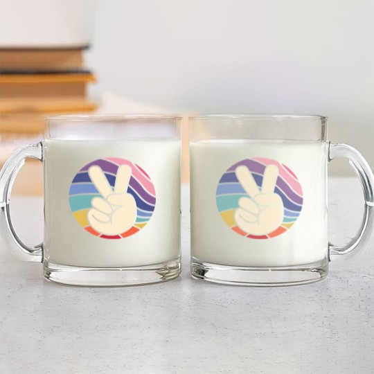 Discover Groovy Peace Sign Hand Hippie Vintage 70s Gift Glass Mugs