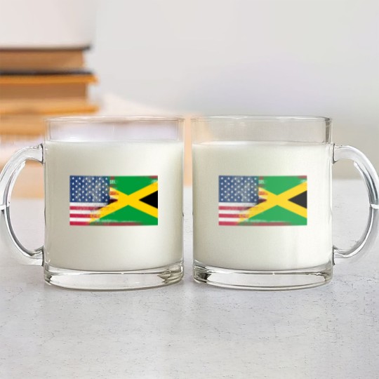 Discover Jamaican American Half Jamaica Half America Flag Glass Mugs