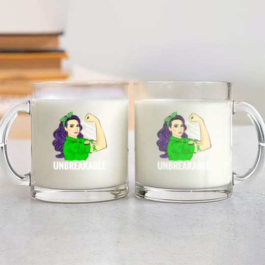 Discover Lymphoma Cancer Awareness Warrior Unbreakable Support - Lymphoma Cancer - Glass Mugs