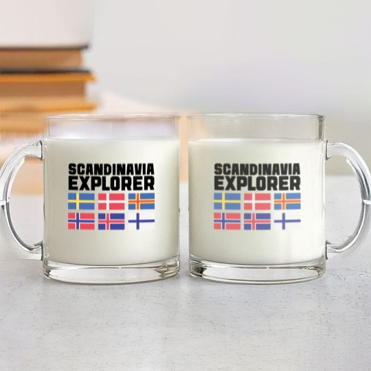 Discover Scandinavia Explorer Flags Iceland Sweden Norway Glass Mugs
