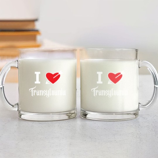 Discover I love Transylvania (white letters version) Glass Mugs