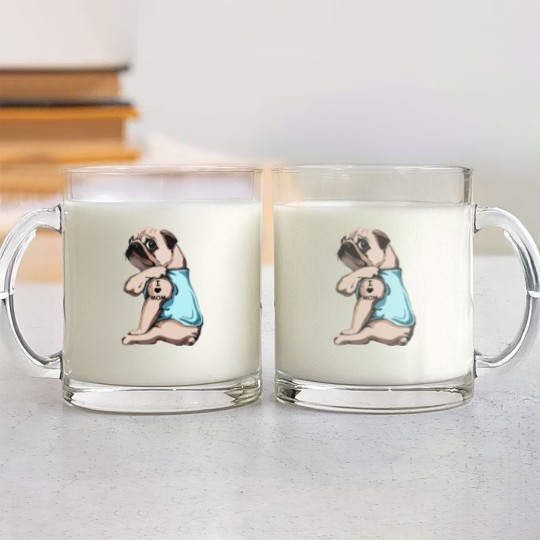 Discover Pug Dog I Love Mom Glass Mugs