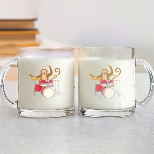 Discover Monkey Playing Drums Drummer Band The Animal Glass Mugs