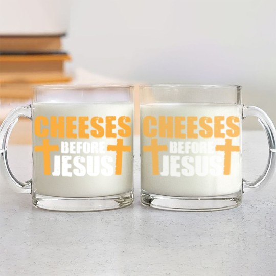 Discover Cheeses Before Jesus Joke Pun Cheese - Cheese - Glass Mugs