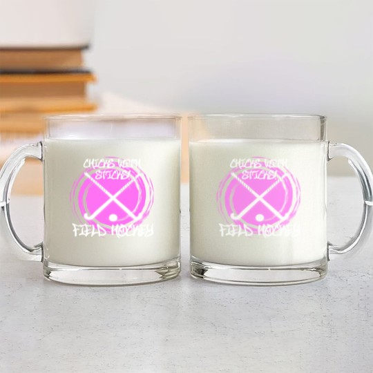 Discover Chicks with Sticks Field Hockey Glass Mugs