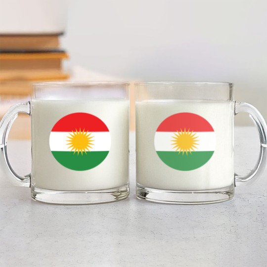 Discover Kurdistan Kurdish flag banner Glass Mugs