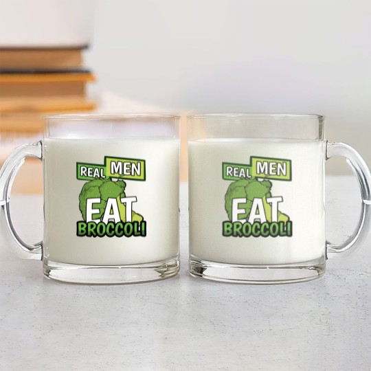 Discover Real Men Eat Broccoli - Men - Glass Mugs