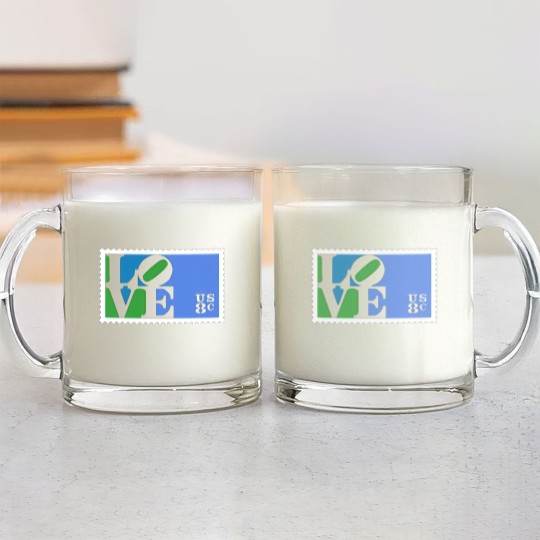 Discover Love Stamp Stencil (Robert Indiana) - Love - Glass Mugs