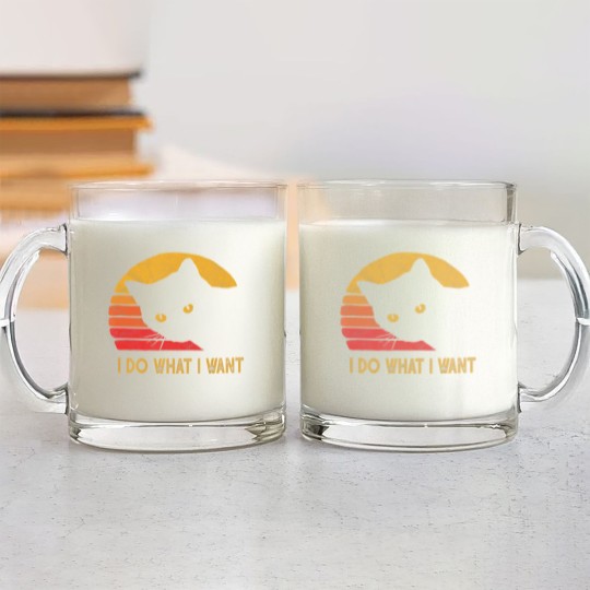 Discover Retro I do what I want with my cat funny gift Glass Mugs