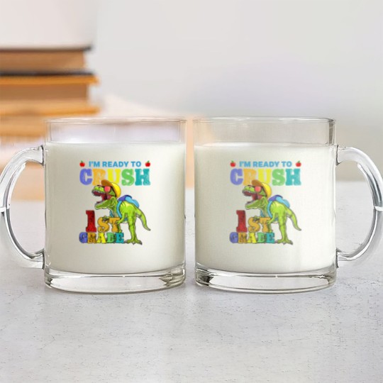 Discover I'm Ready To Crush 1St Grade Dinosaur Back To Scho Glass Mugs