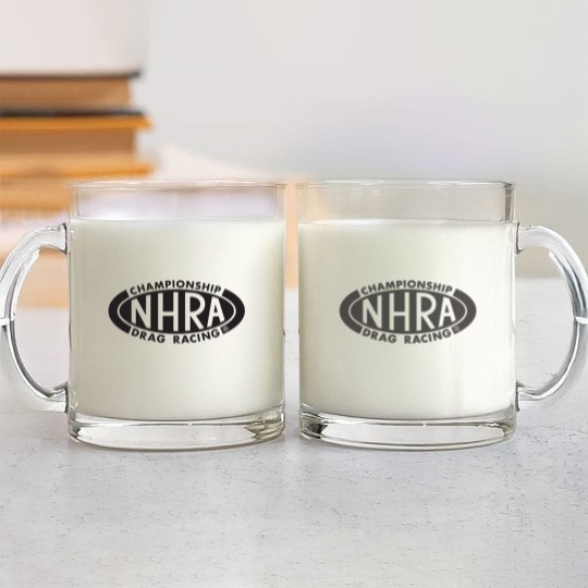 Discover Championship Drag Racing black oval logo Glass Mugs